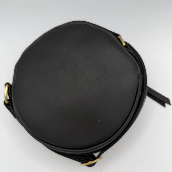 Portland Leather Black Round Circle Crossbody Bag Small NEW - Picture 4 of 6